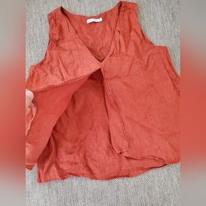 Velia Sierra tunic blouse Top Women Size Small Orange Linen